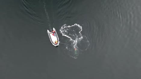 Imágenes-Aéreas-Y-Montadas-En-La-Cabeza-De-Noaa-Intentando-Separar-Una-Ballena-Jorobada-De-Un-Arte-De-Pesca