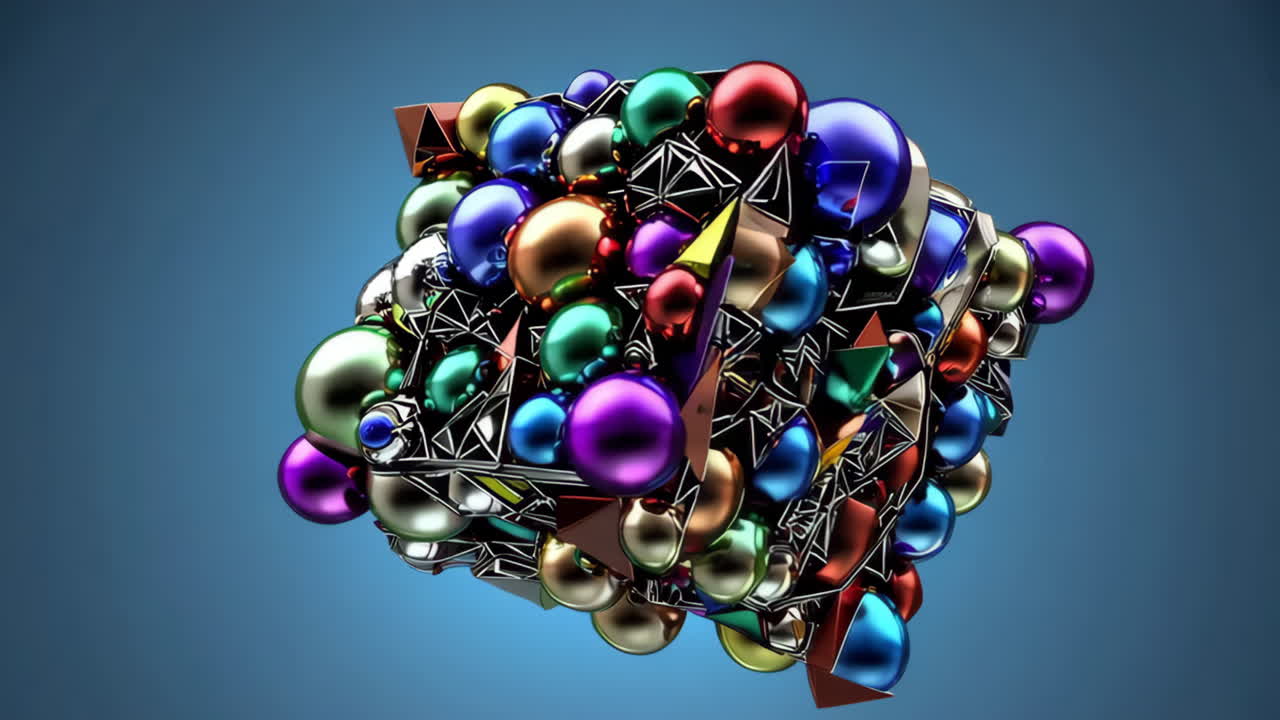 Abstract Composition of Metallic Spheres and Geometric Shapes