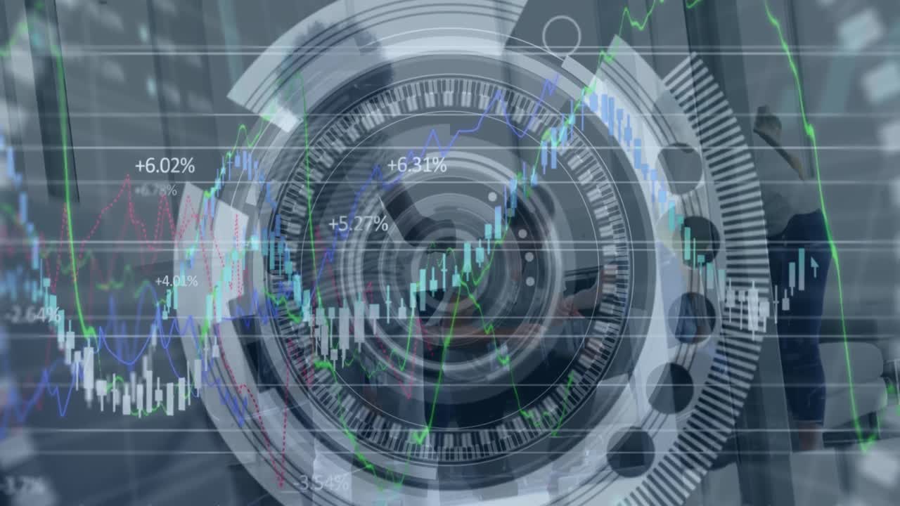 사무실에서 다양한 비즈니스 사람들에 대한 데이터 처리의 애니메이션