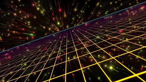 colorful grid and lights creating dynamic futuristic digital space animation