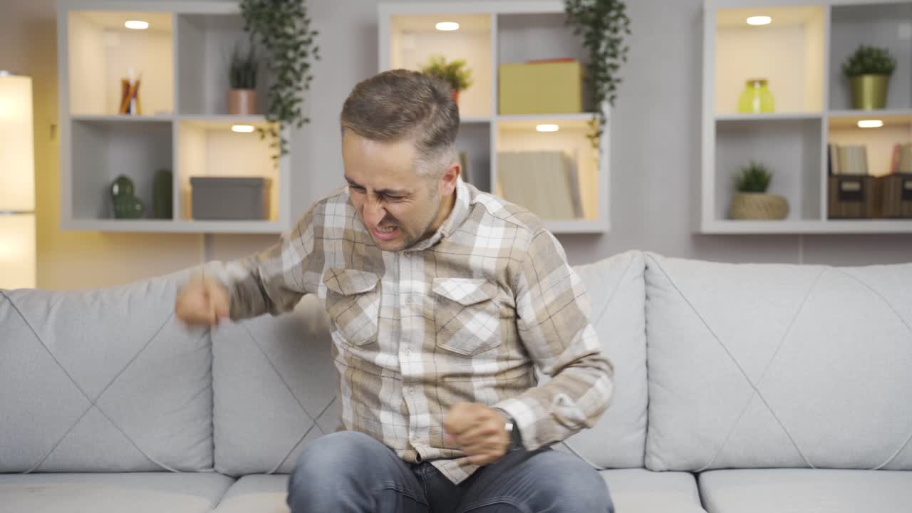 Man with Psychological Problems alone at home.