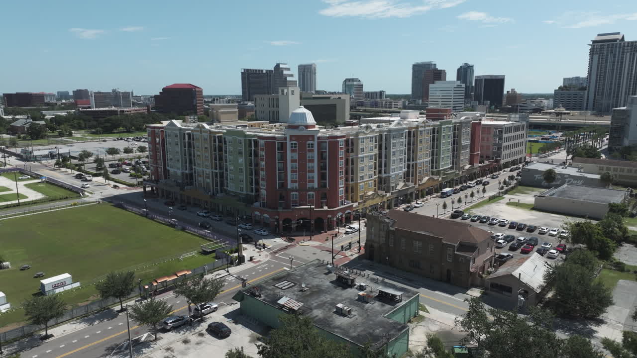 Exterior Of Apartment Building In Orlando, Florida, USA. - aerial shot