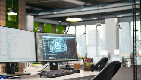 Pc On Office Desk Used To Implement Algorithms Enabling Deep Learning