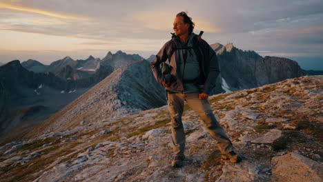 hiker enjoying the mountain view
