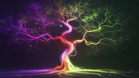 vibrant illuminated spectrum trees