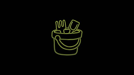 icono de cubo de verano de línea de neón brillante aislado en un fondo púrpura. animación gráfica de movimiento de video 4k