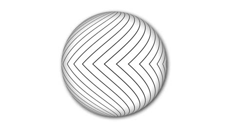 stripy geometric line animation on a sphere. animated abstract sphere moving on white background.