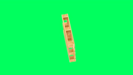 3d animation of wooden pallet rotates on an edge on a green screen. 4k