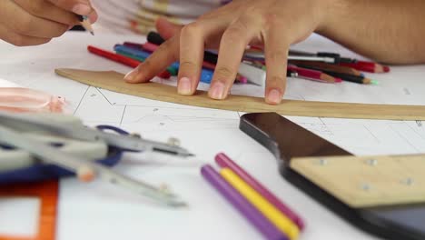 arquitecto de dibujo de línea de papeleo