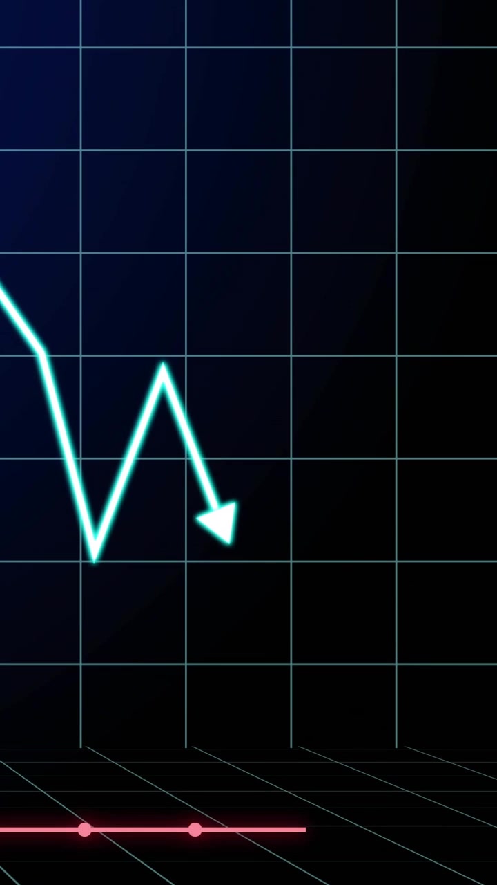 Vertical video: On play glowing cyan polyline appearing left, spiking then dropping, revealing data