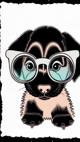 adorable puppy wearing oversized glasses illustration