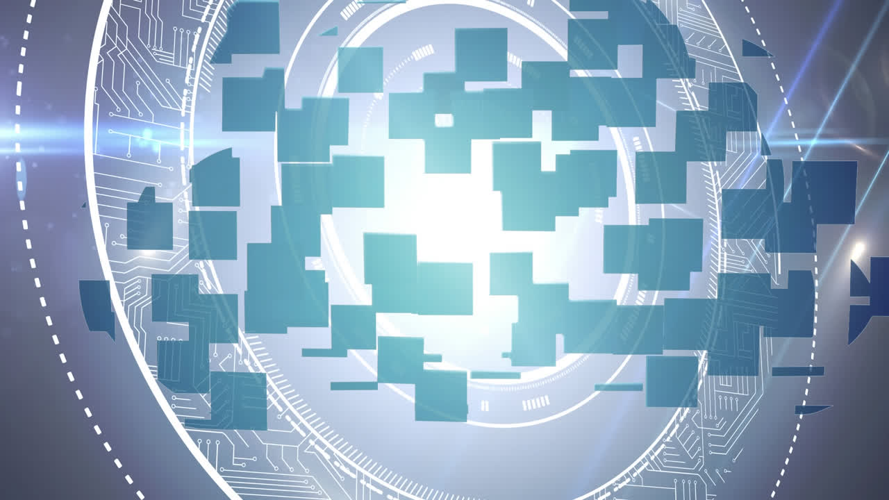 ピクセルクラウド アニメーション 円とマイクロプロセッサ接続