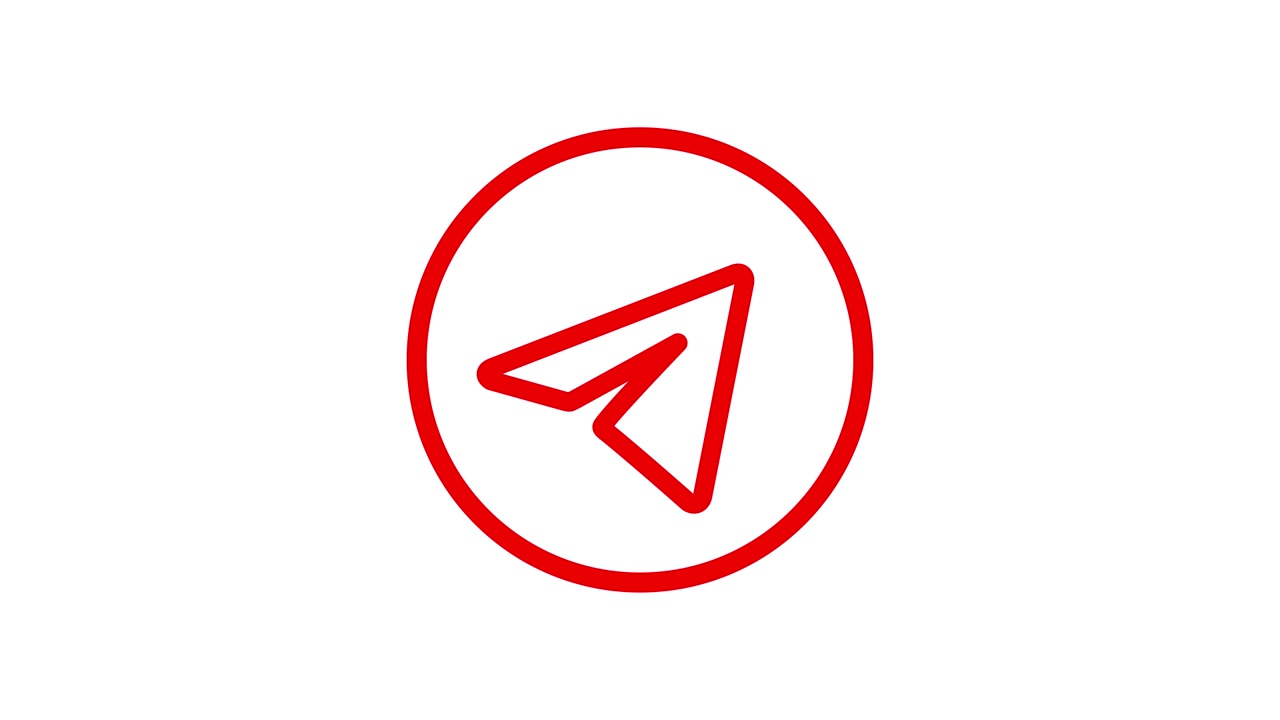 Icona animata di invio con aeroplano di carta rosso su sfondo bianco