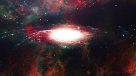 a rotating galaxy with a nebula foreground