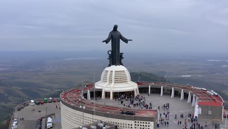 aerial: cristo rey, spectacular mountain, guanajuato, drone view