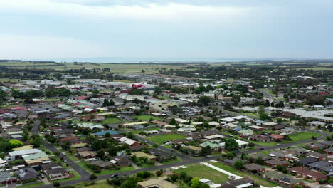 aerial arc drysdale, australia costal township and shopping precinct