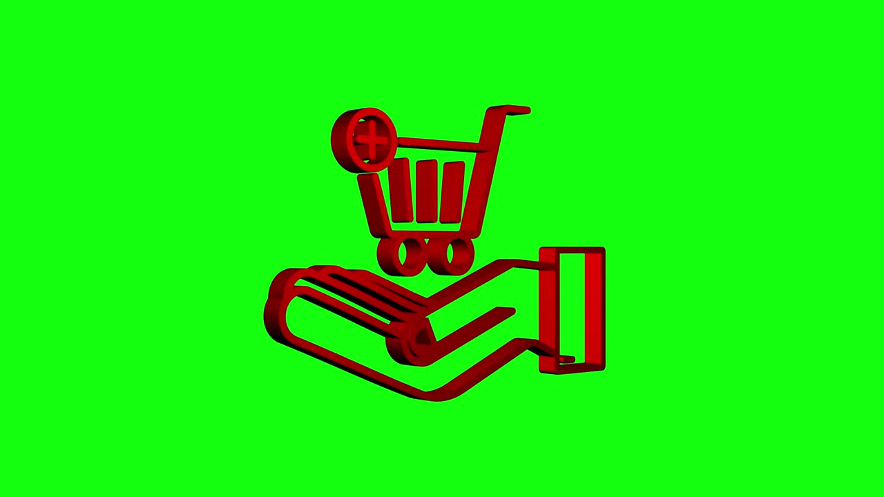 añadir al carrito icono 3d con las manos. icono del carrito de compras. gráfico de movimiento