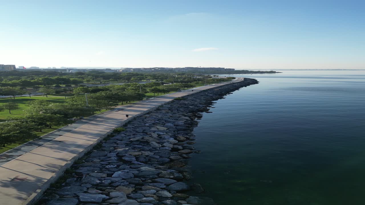 Flygbild av kustpromenad