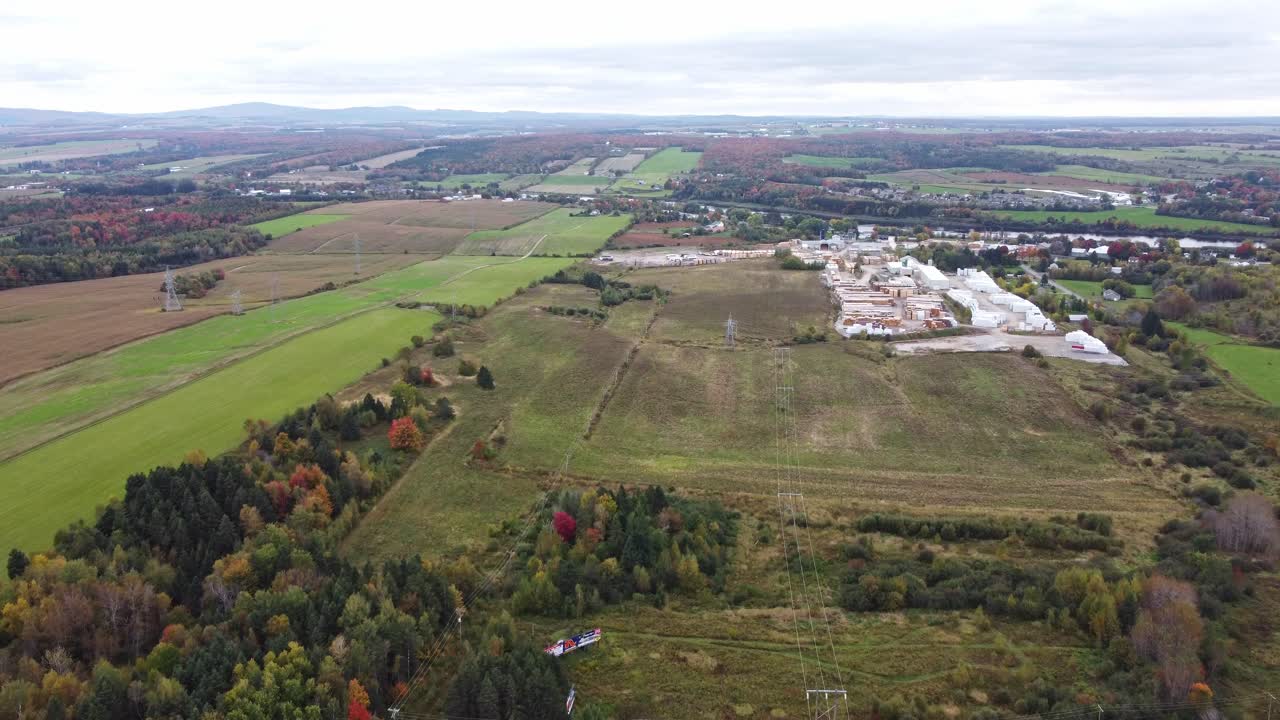 Experience the breathtaking beauty of Quebec's farm land from a unique aerial perspective in this stunning drone-captured video