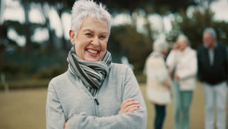 Face,-senior-woman-and-arms-crossed-in-nature