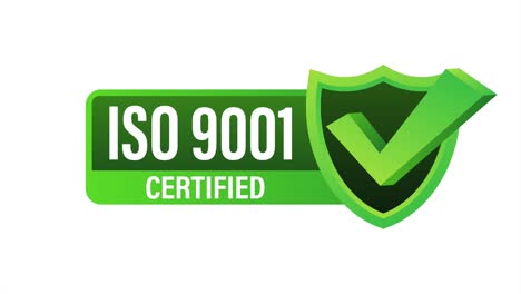 iso 9001 certified badge, icon. certification stamp. flat design .