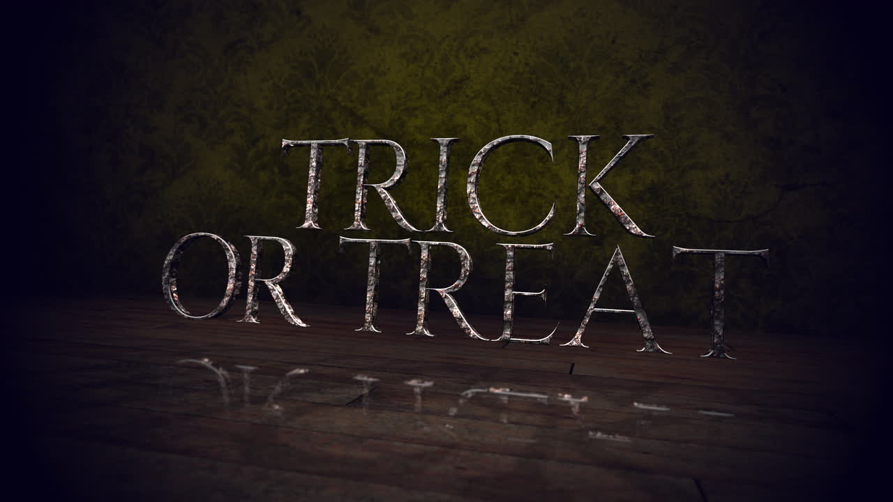 호텔의 어두운 방에서 트릭 오어 트릿