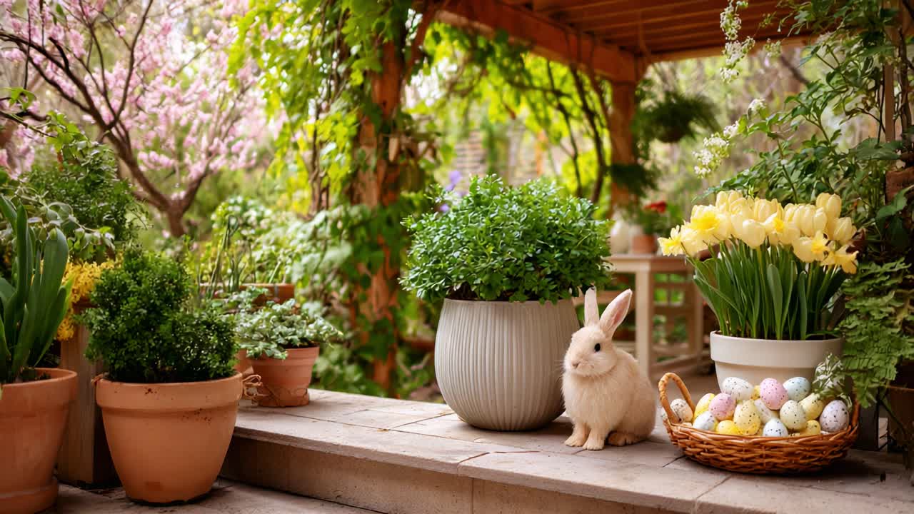 Easter bunny with Easter decorations
