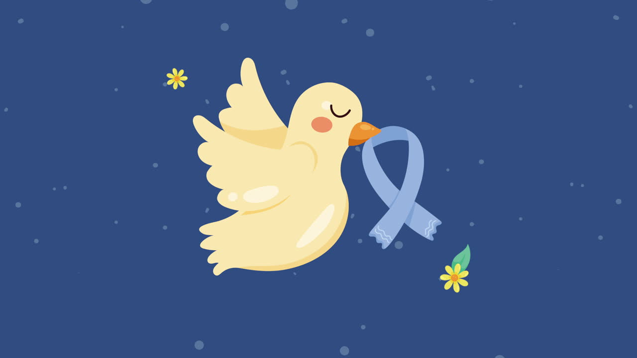 리본과 함께 평화의 아름다움 비둘기 캠페인 애니메이션