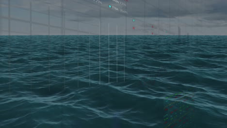 animación del procesamiento de datos financieros en el mar