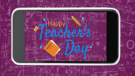 Animation-of-happy-teachers-day-text-over-mathematical-equations