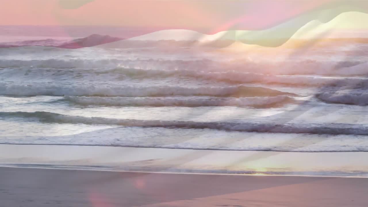 animación de la bandera de los países bajos ondeando sobre el paisaje marino