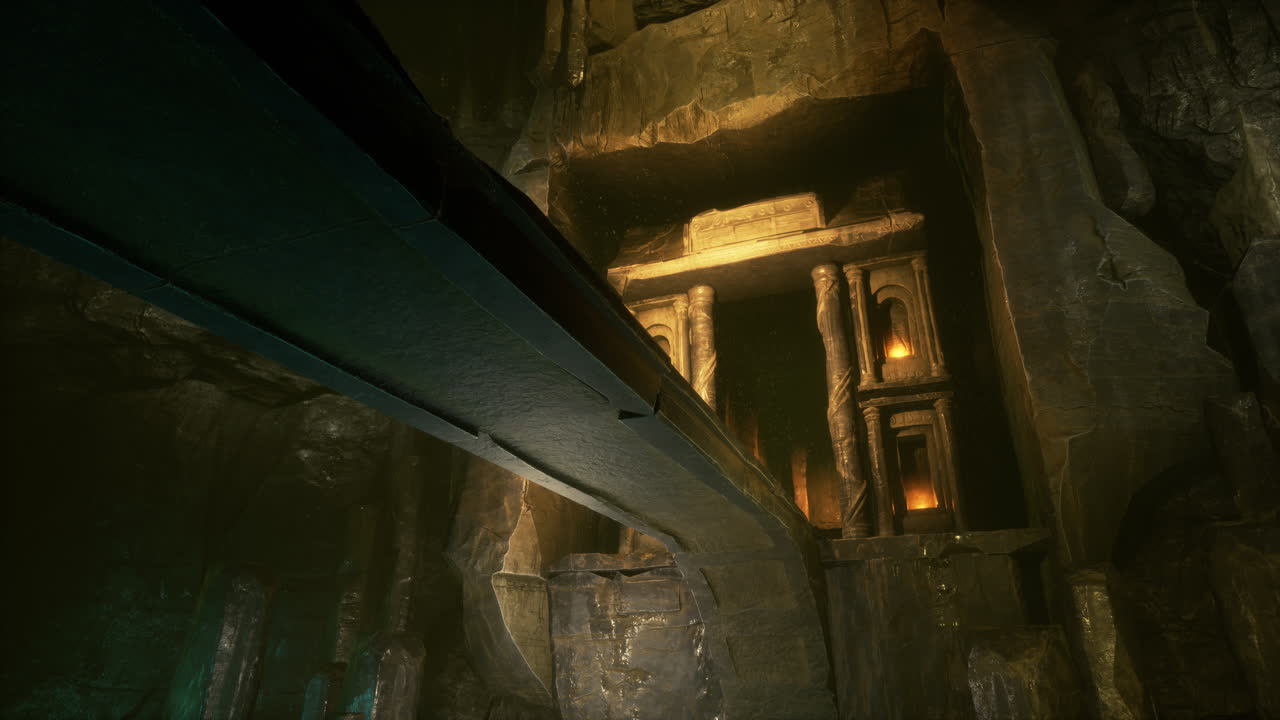 viejo puente de piedra dentro de una cueva grande