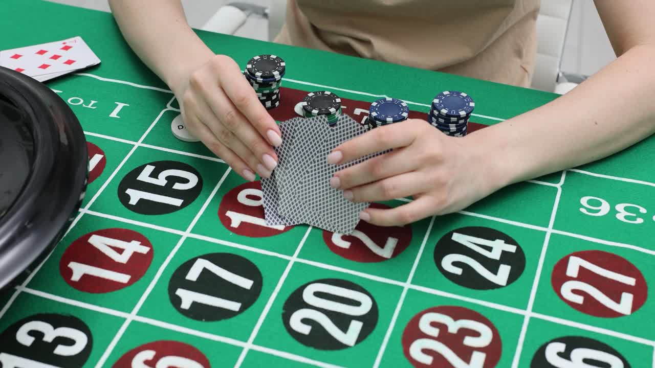 Casino game with cards and chips