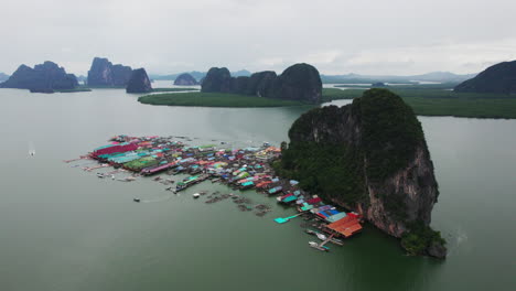 aerial view ko panyee island in phang nga bay, southern thailand