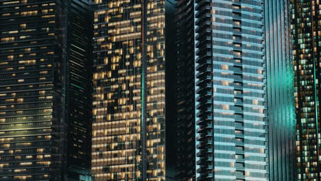 sunset in the skyscrapers of manhattan