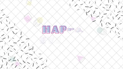 colorful geometric easter background with happy easter text in modern font