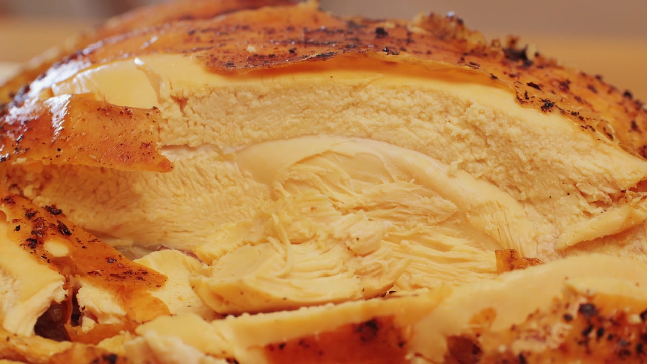 Roasted Poultry Breast with Sliced White Meat Close-up