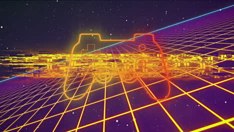 animación del texto listo sobre el panel de juego de neón y las líneas