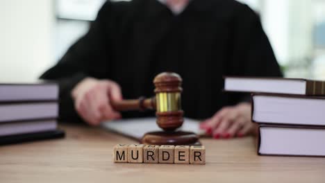 Gavel and &quot;Murder&quot; Blocks on Desk