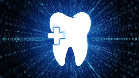 teeth icon digital cyber space loop technology tunnel animation tooth teeth whitening dental health
