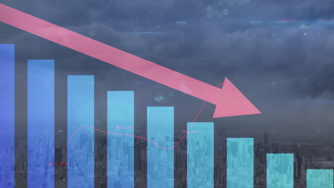 도시 풍경에 대한 모양과 다이어그램의 애니메이션
