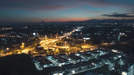 transportation and community in chiang mai city at evening to night.