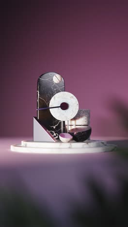 dynamic lever hitting marble ball on minimal scene. asmr 3d vertical animation looped
