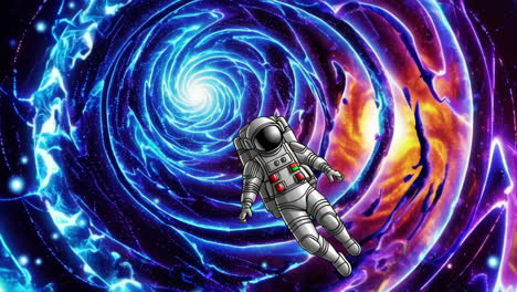 astronaut navigating a psychedelic cosmic portal