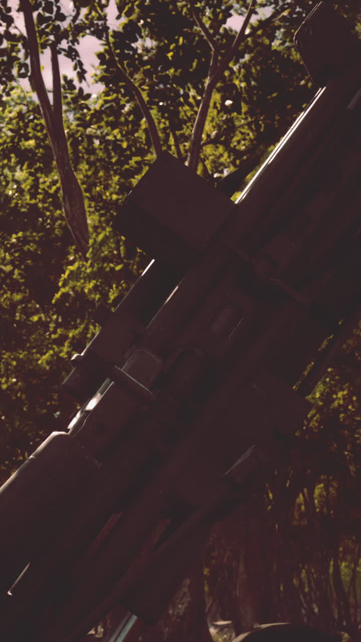 lanzador de misiles militares en el bosque