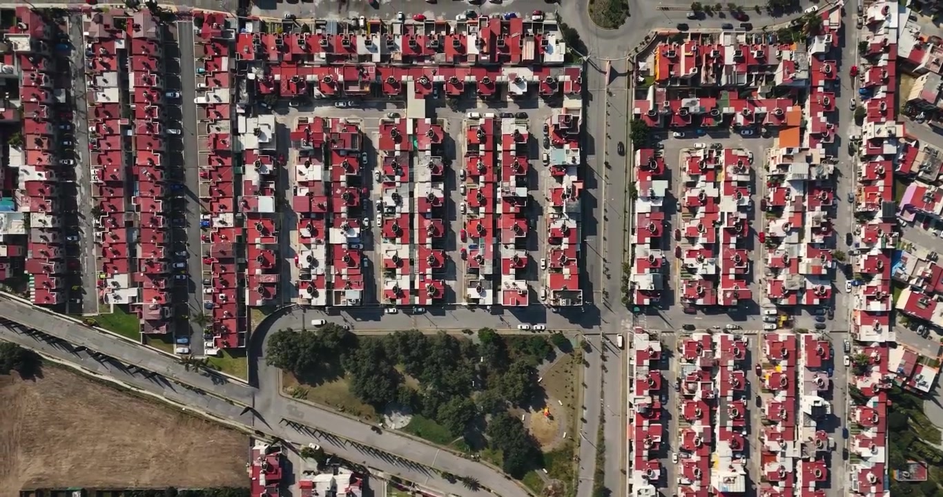 Vista aérea de una zona residencial de clase media en la parte norte de la zona metropolitana de la Ciudad de México