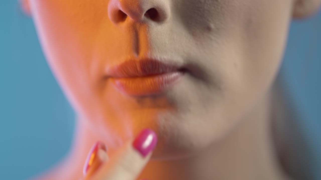 여성의 입에 가까이, 그녀는 입에 팝콘을 넣고 는, 스튜디오 촬영