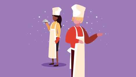 parejas de cocineros, trabajadores, personajes