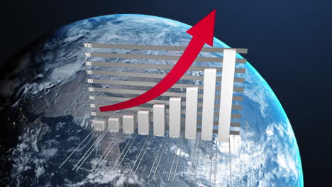 animation of data processing and statistics over globe