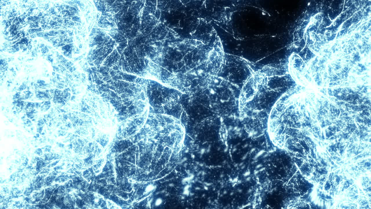 Abstract Blue Glowing Particles and Lines Moving